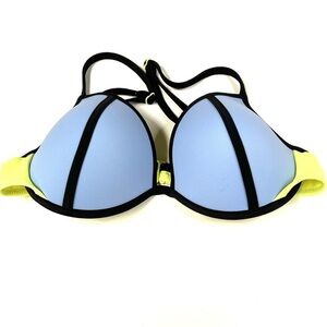 Stylish Blue and Yellow Women's Swim Top